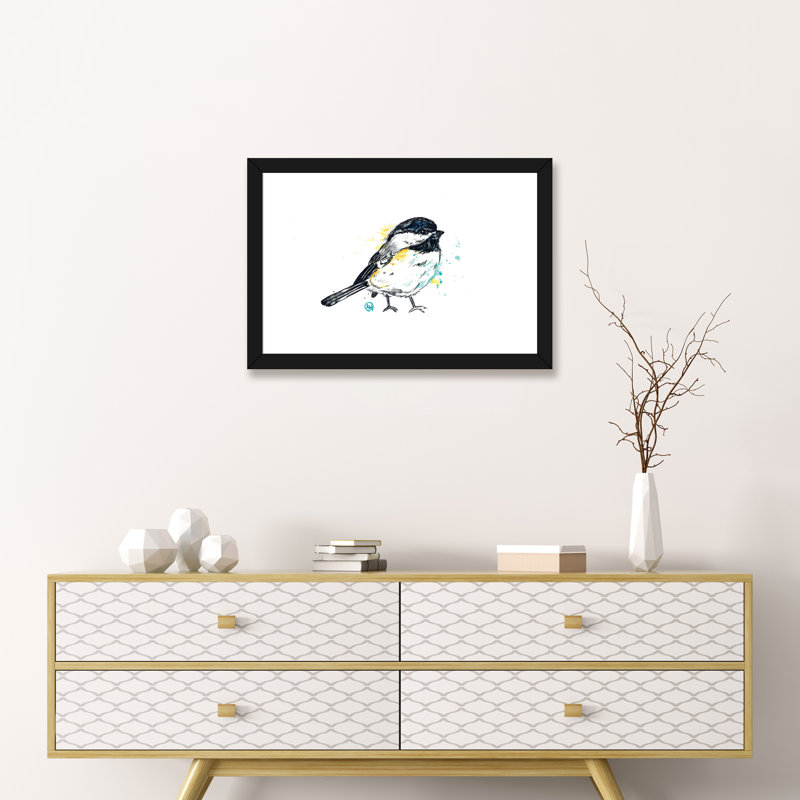 Chickadee - Itty Bitty Chicky par Lisa Whitehouse - impression d'art graphique, H 16 po x l 24 po x P 1 po, Blanc