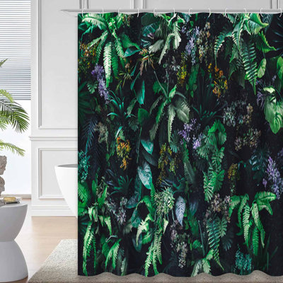 Rideau de douche vert imperméable, rideaux de douche pour la salle de bain avec 12 crochets