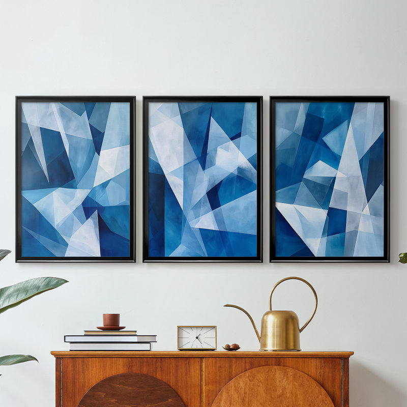 ABSTRACT Series XCI - Toile tendue avec châssis sur mesure - 3 pièces, H 21 po x l 30 po