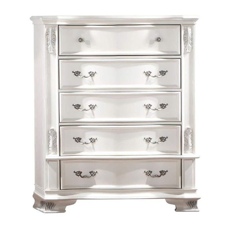 43.6'' W 5 - Drawer Chest, Pearl White