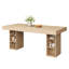 Table de salle à manger 63 "/ 71" rectangulaire avec rangement, grande table de cuisine en bois pour 6 personnes, chêne-1258805727