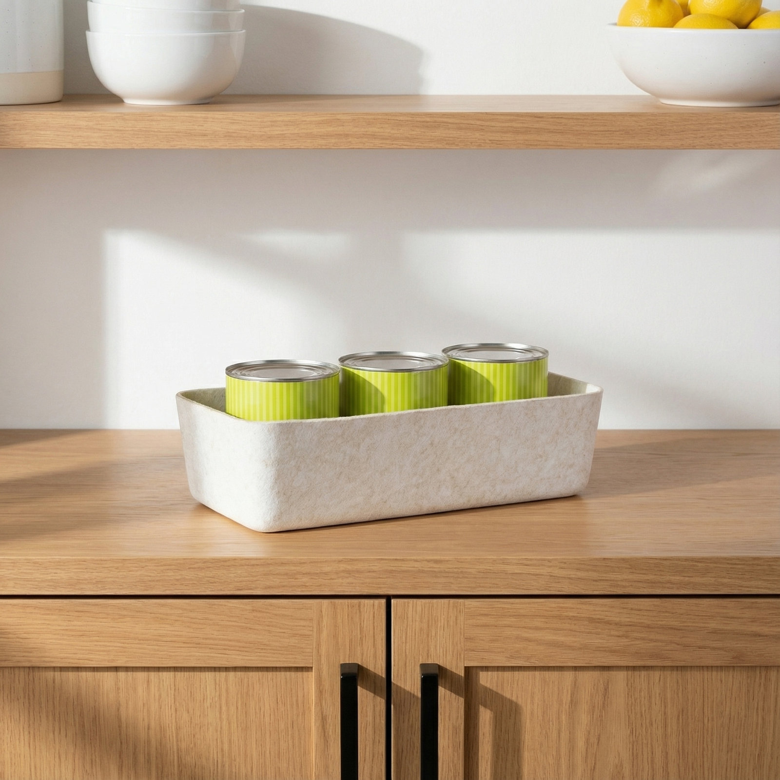 Sculpted Felt Wool Storage Bin, Stone