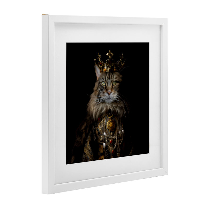 «Purrfectly Proper Cat», reproduction encadrée sous verre, conception de Kelley Parker, H 16 po x l 16 po, Cadre blanc côtier