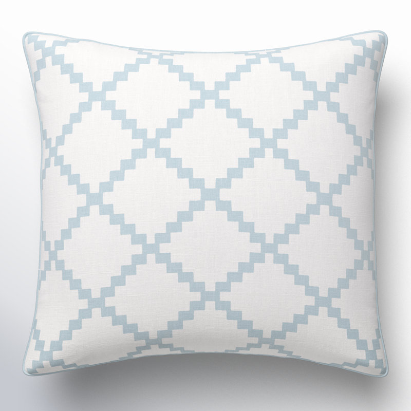 Square Linen Pillow Cover & Insert, 18" H x 18" W, Blue, Down