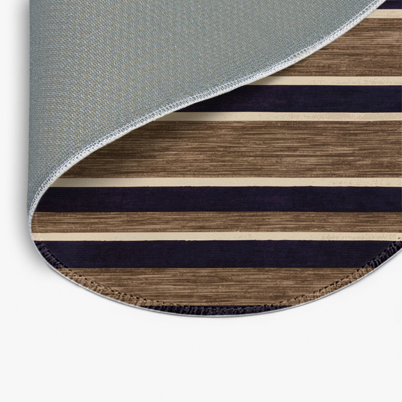 Tapis intérieur / extérieur brun HorizontalStripes, Rond 5 pi