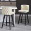 Ensemble de 2 tabourets de bar pivotants beiges, siège en cuir PU de 27,5 po avec dossier capitonné, pieds en bois massif, chaises de bar à hauteur de comptoir pour îlot de cuisine, salle à manger, café-869855514-1026101384