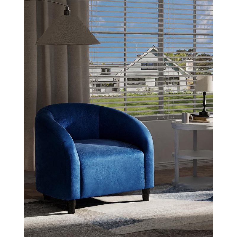 Fauteuil demi-tonneau Suede, Polyester bleu, Bleu