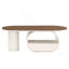 Table basse ovale de luxe, table basse de 47,24 po avec tiroir de rangement, table centrale en métal blanc pour le salon