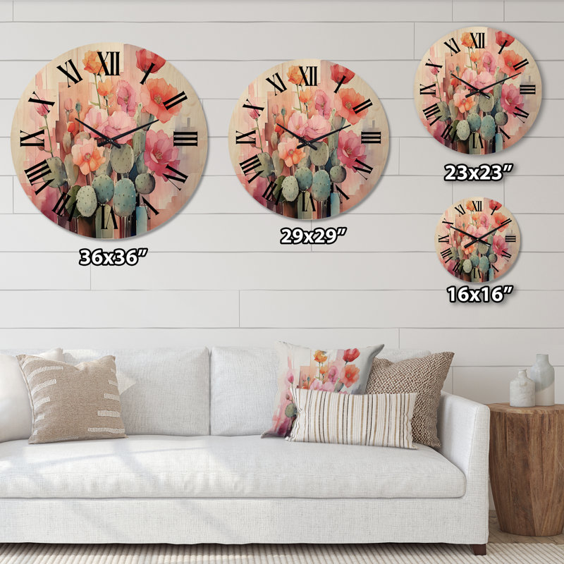 Horloge murale surdimensionnée en acrylique rose II, Petit