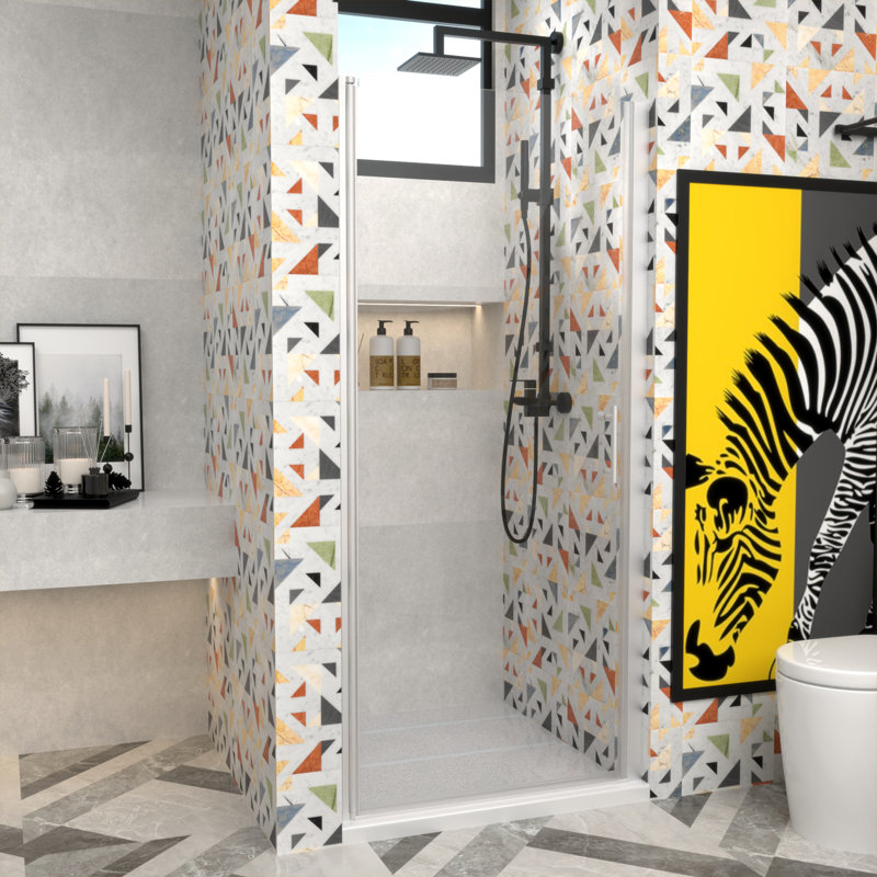 ImageYou Frameless Pivot Shower Door, 34"Wx72"H, Adjustable Width34-35 3/8", Easy Installation with Magnetic Waterproof Seal