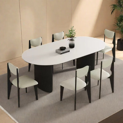 Small room type cream wind dining table and chair