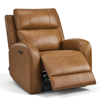 Zero Wall Hugger Genuine Leather Power Recliner Chair with Adjustable Power Headrest
