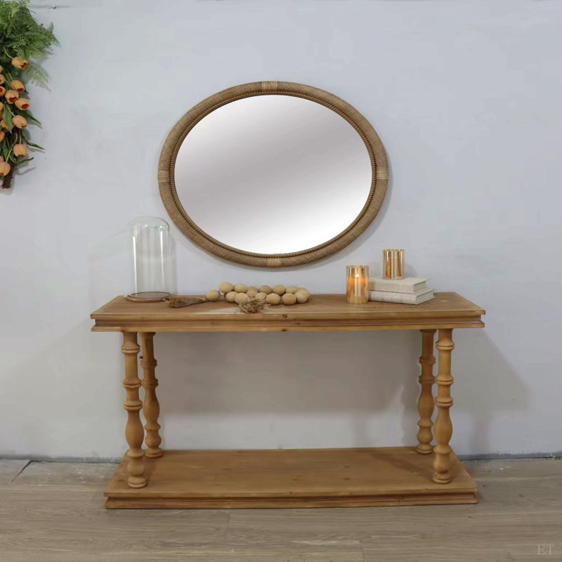 Miroir rond en rotin 31,9 po