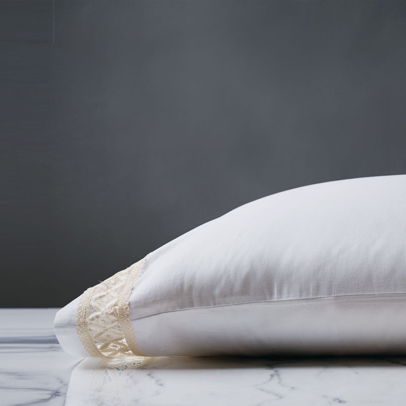 Juliet Egyptian Cotton Sateen Pillowcase, White/Ivory, Standard Pillowcase