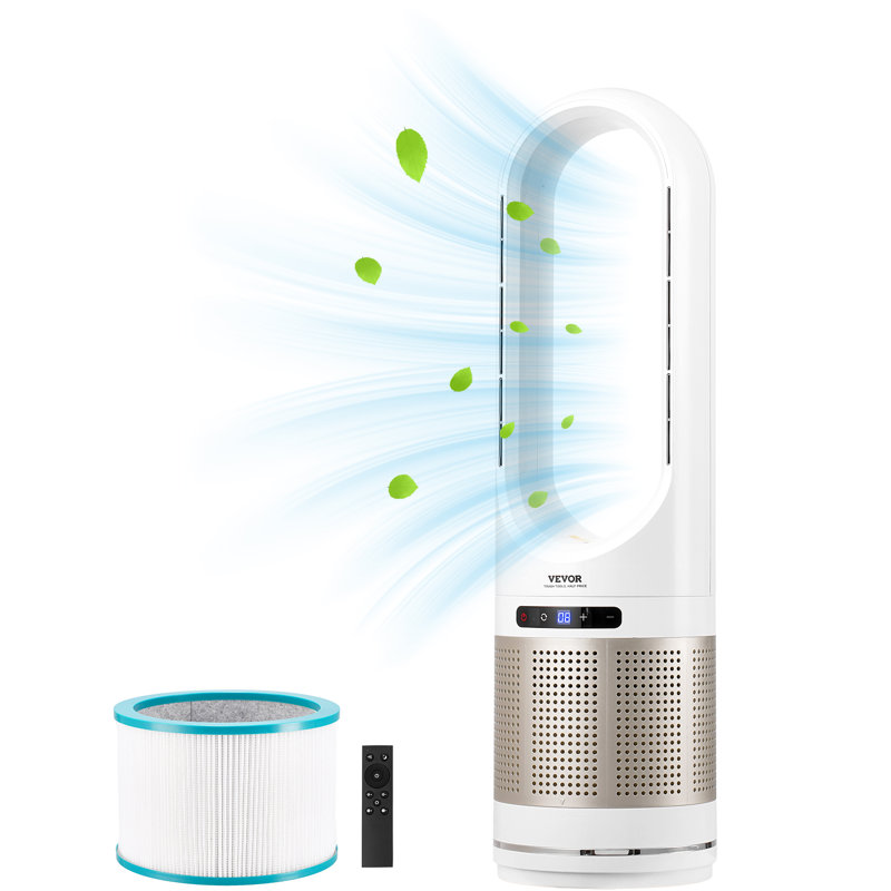 Oscillating Tower Fan 8H Timer 15.4ft/s High Velocity with Remote Control, Gold/White, 31.7" H x 8.9" W x 8.9" D