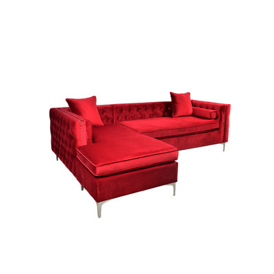 Velvet L-Shaped Sectional Left Hand Facing