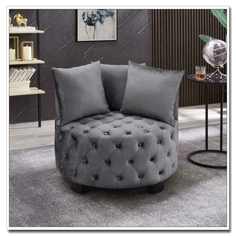 Chaise pivotante rembourrée et capitonnée, Gris foncé