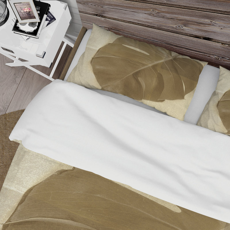 Ensemble de housse de couette Botanical Beige Retro - Lake House - Microfibre de polyester
