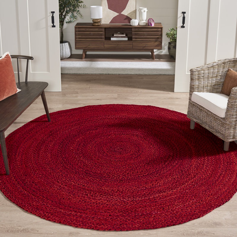 Tapis en coton tissé à la main Auman, Rond 8 pi