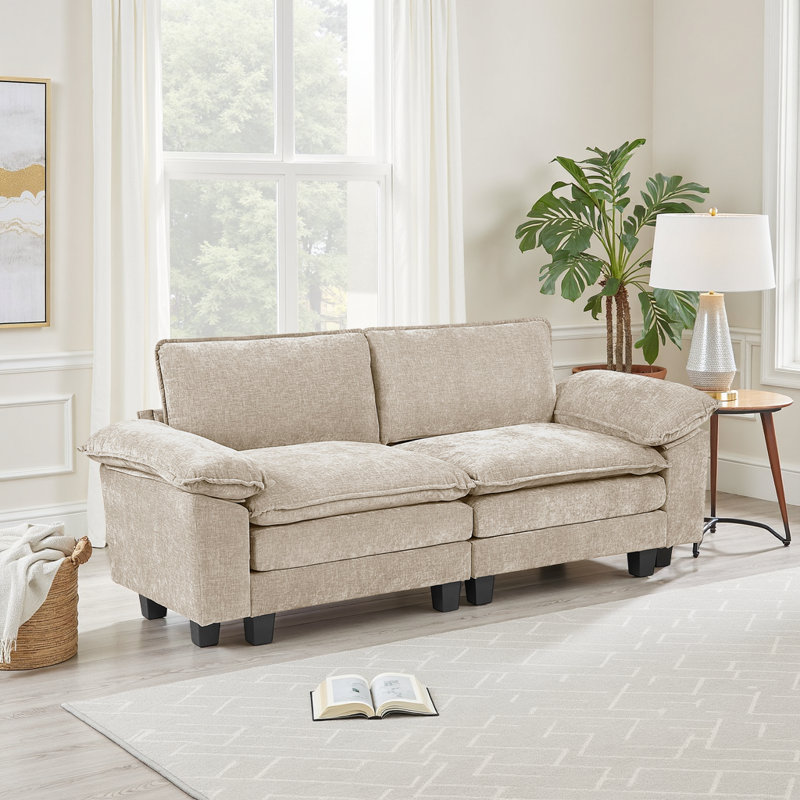 Causeuse en chenille de 87 po Careen, Taupe