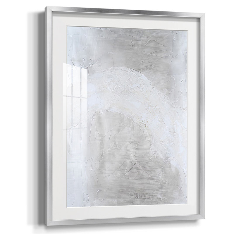 Snowdrift III, Blanc, Papier avec cadre argenté, H 20 po x l 16 po