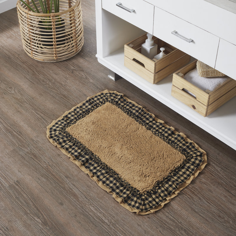 Dasha 100% Cotton Non-Slip Bath Mat, 20" W x 30" L, Country Black