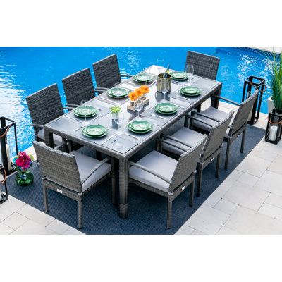Bethena Rectangular 8 - Person Dining Set with Cushions by Winston Porter