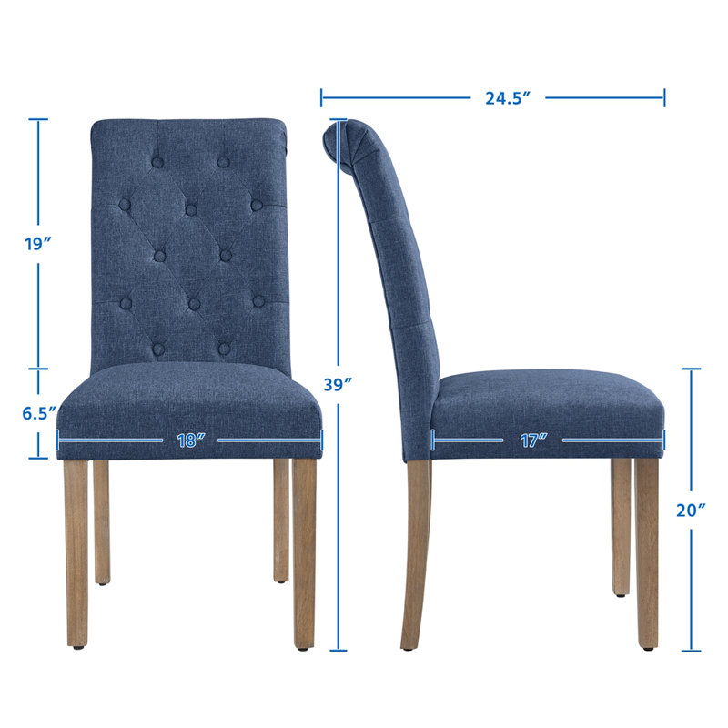 Chaise parsons capitonnée Beacan, Bleu