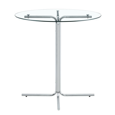 Dining Tables (table Only, No Chairs, Complete With Top And Legs), 36 Inch Tempered Glass, Modern Chrome Bar Table For Small Kitchen Home