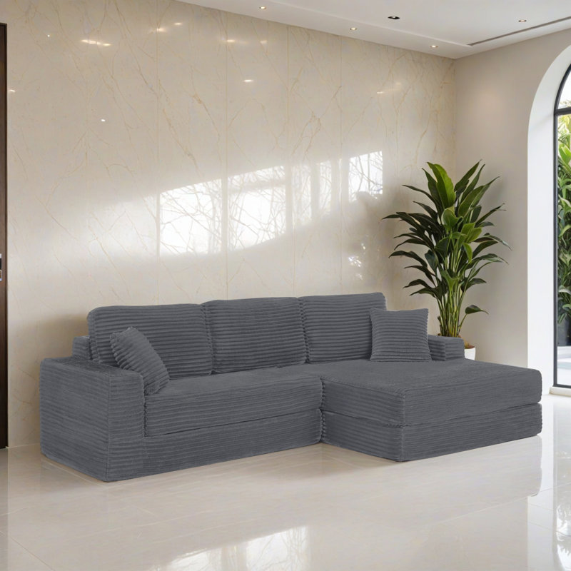 Canapé-lit modulaire 2 pièces pour salon, Polyester gris
