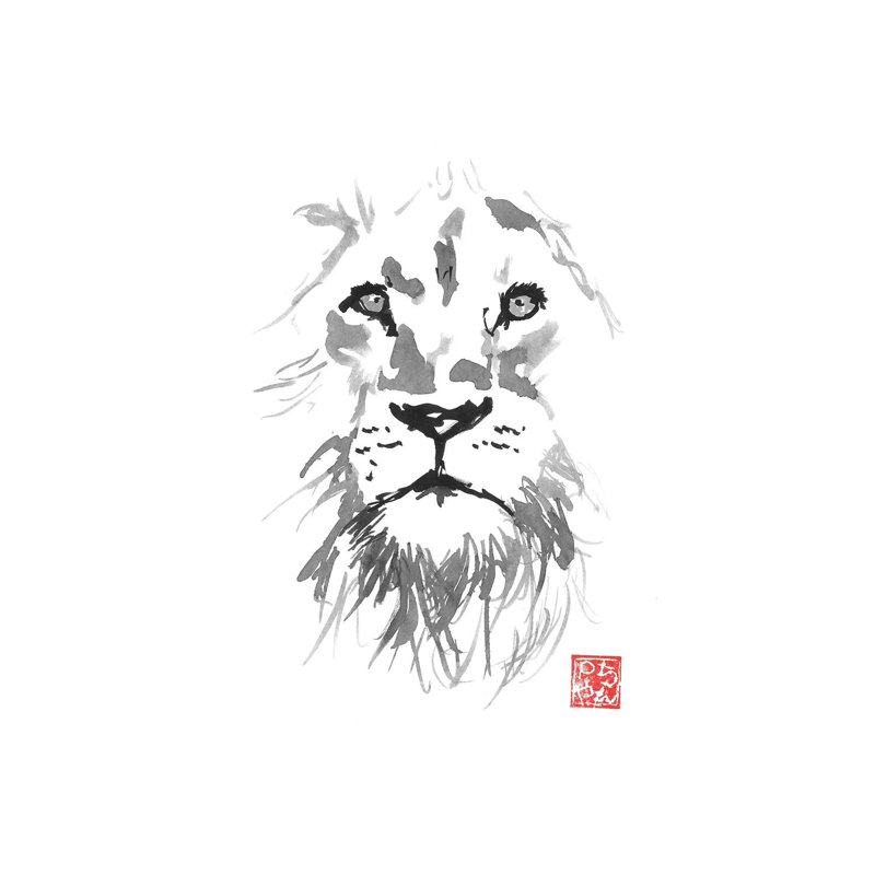 Lion In White by Péchane - Print on Canvas, 66.04 cm H x 45.72 cm W x 1.91 cm D, Wrapped Canvas