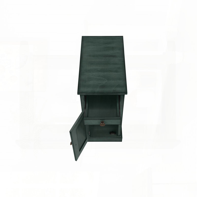 Table d'appoint étroite avec tiroir de rangement et armoire - placage bleu antique
