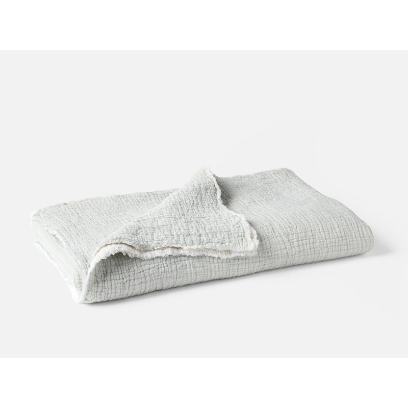 Topanga Matelasse Cotton Throw Blanket, Tidal Chambray, Throw