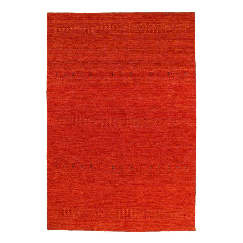 Tapis de couleur unie rectangulaire fait à la main en coton / laine 9 pi 7 po x 6 pi 5 po rouge / noir