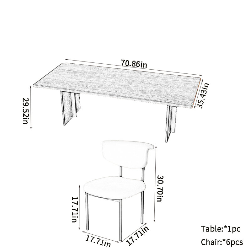 Ensemble de table de salle à manger Vintage Home, H 29,52 po x L 70,86 po x l 35,43 po
