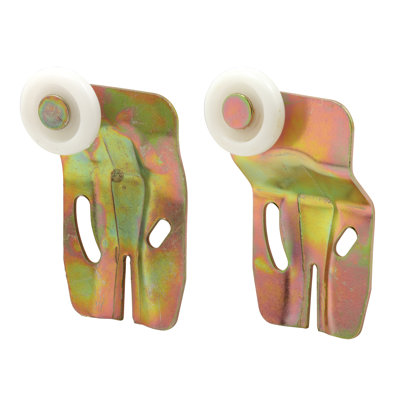 Ensemble de roulettes pour porte de placard coulissante, diamètre de roue de 7/8 po, plastique à bords convexes (ronds), fabrication en acier estampé, comprend des paires de décalages de 1/4 et 1/2 po, convient aux systèmes de porte d'armoire Cox (paquet de 2)