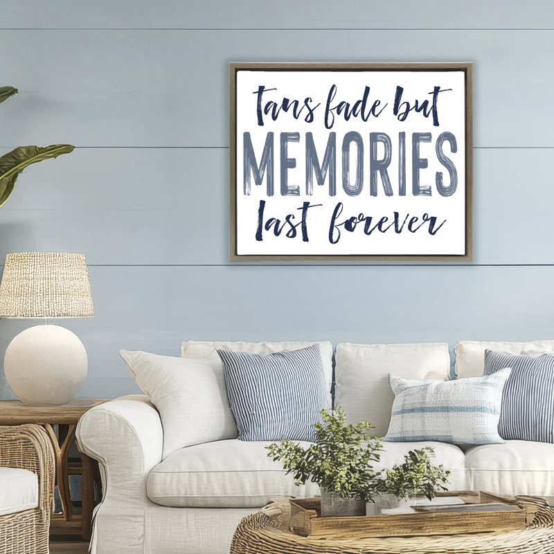 Cadre flottant Summer Memories Last Forever, design par lettré et doublé, Cadre flottant orme Montalcino, H 25 po x l 31 po