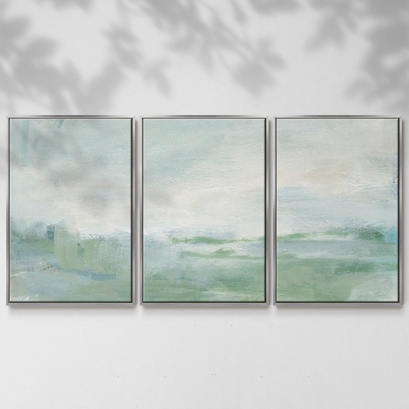 Coastal II - Toile encadrée multi-pièces, Argent, H 36 po x l 75 po x P 2 po