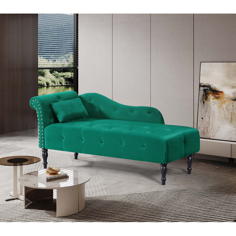 Chaise longue boutons capitonnés, Vert