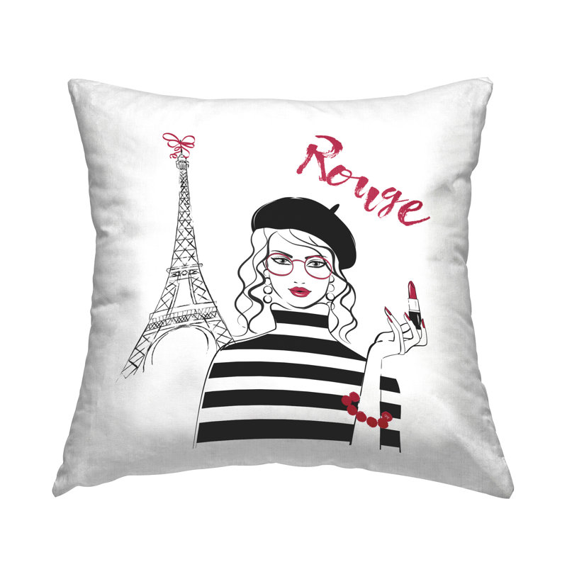 Coussin décoratif rouge à la mode parisienne par Martina Pavlova