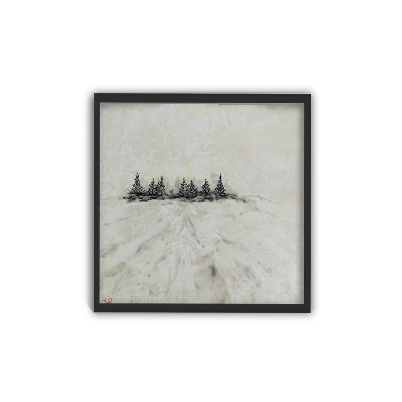 "Frosted Horizon", art mural sur toile, H 12 po x l 12 po, Cadre flottant noir