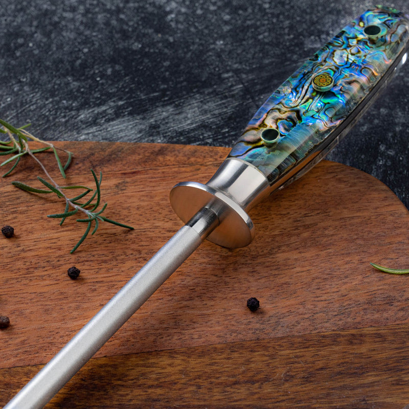  Professional Knife Sharpening Steel with Real Abalone Shell Handle - Umi Collection - Universal Knife Sharpener - Senken Knives