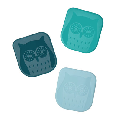 Tovolo Owl Shaped Pan Scraper Set of 3 for Nonstick Cookware and Cast Iron, Assorted Teals