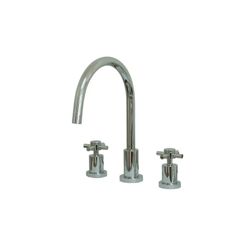 South Beach Double Cross Handle Widespread Kitchen Faucet, Polished Chrome