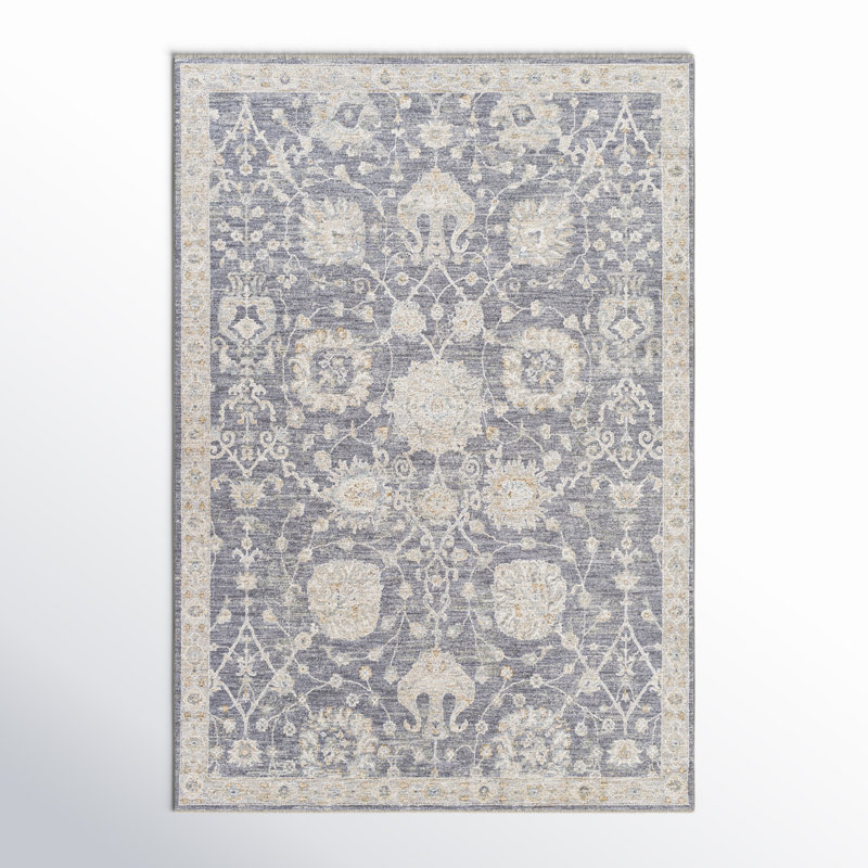 Tapis gris / bleu Garlef, Rectangle 6 pi 7 po x 9 pi 6 po