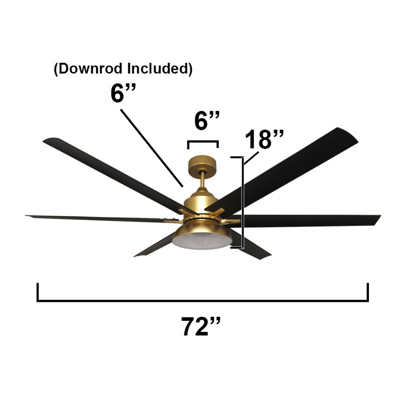 Ventilateur de plafond 72 po Fawzy, Doré patiné