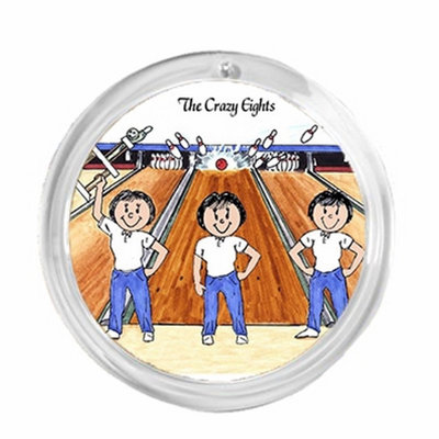 Personalized  Round Christmas Ornament:  Bowling League - Three Females