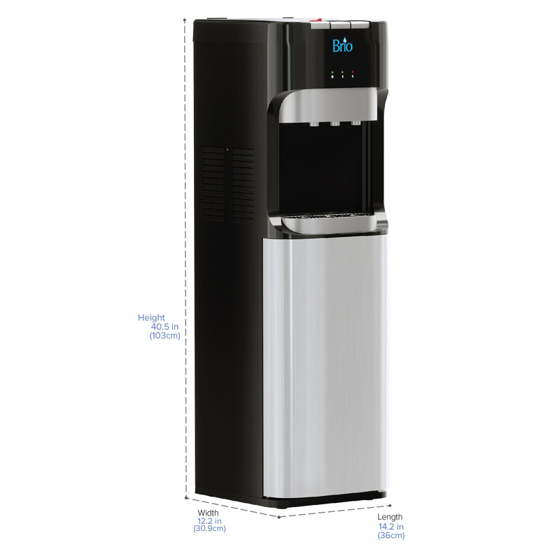 Brio Black Stainless Steel Bottleless Water Cooler Dispenser with 2-Stage Filter