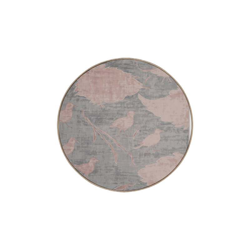 Tapis beige soyeux et moelleux, Rond 3 pi