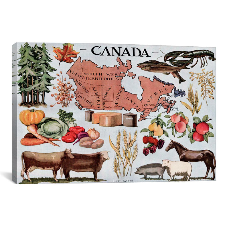 Publicité rétro sur toile Canada, H 40 po x l 60 po x P 1,5 po, Pas de tapis, Toile tendue